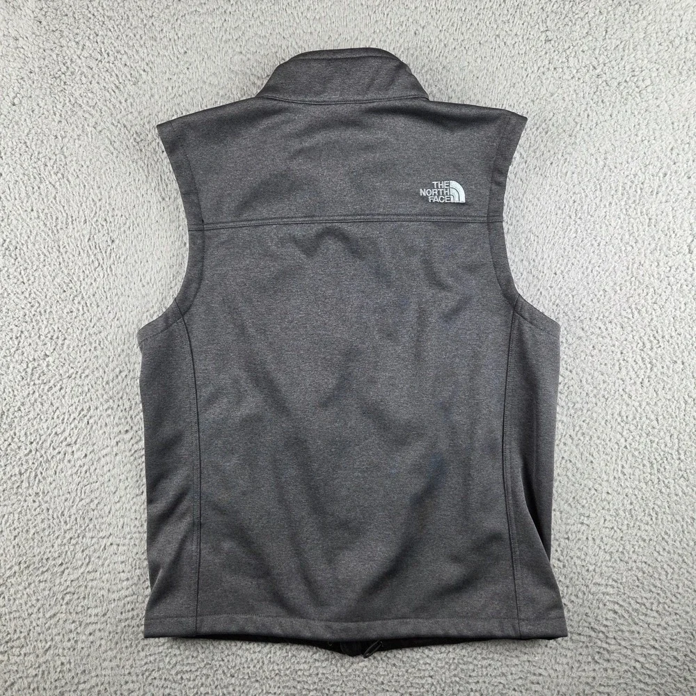 The North Face Ridgewall Vest Mens Medium Gray Soft Shell Windwall Full Zip Logo